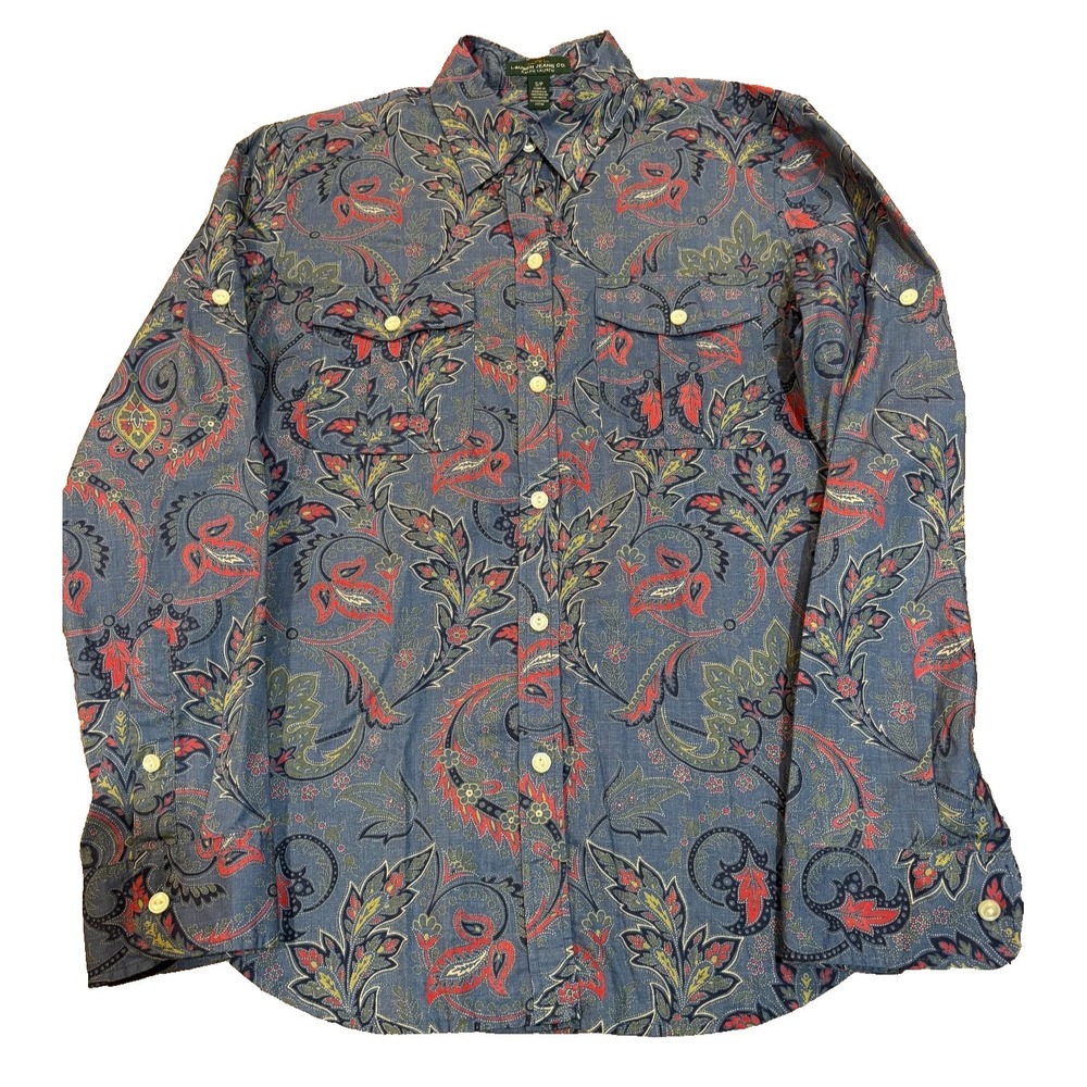 LRL Lauren Jeans Co green label button up blouse Ralph Lauren womens' S paisley
